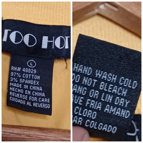 Too Hot Womens Large Yellow Snap Button Lightweight 3/4 Sleeve Utility Jacket - Picture 12 of 12